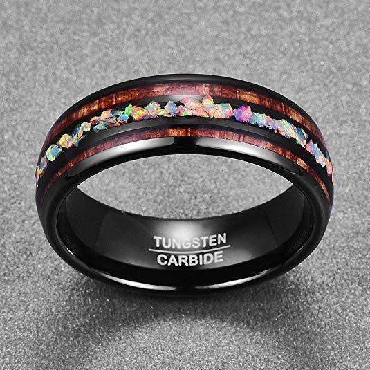 Hawaiian Wood Tungsten Ring