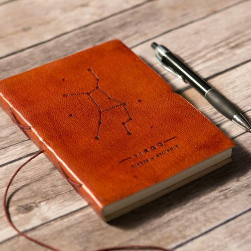 Virgo Zodiac Handmade Leather Journal
