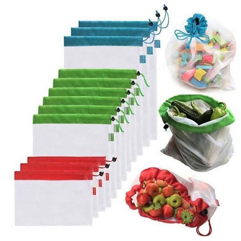 12 Pack Reusable Produce Bags Washable Eco Friendly Mesh Grocery Bags