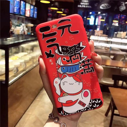 Red Cartoon Cat Cover Soft TPU Silicon Phone Case for iPhone