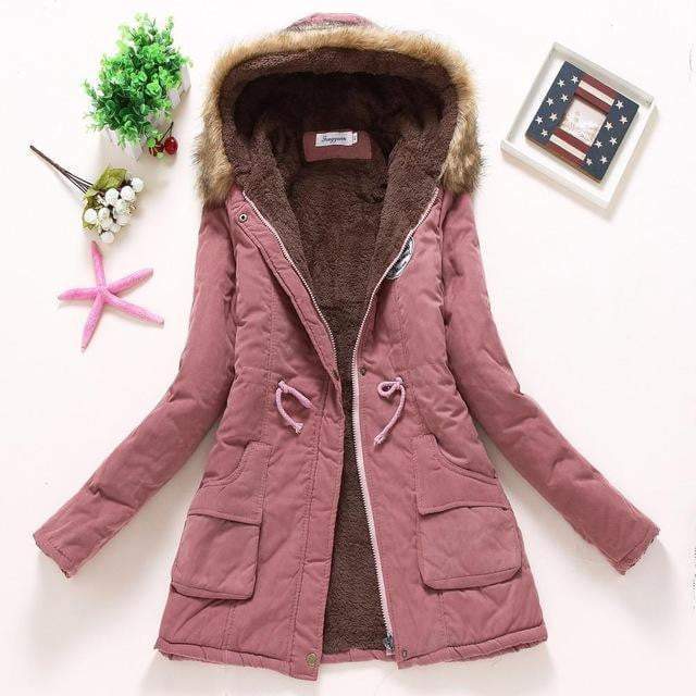 Hooded medium-long casual parka