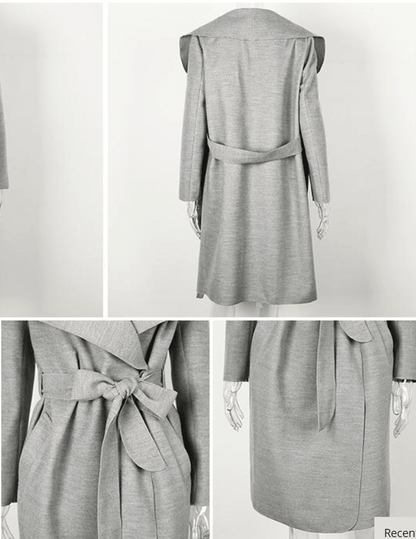 Turn-Down Ruffle Long Casual Coat