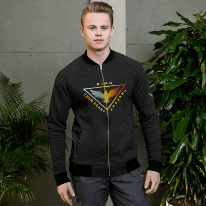 Men's Full Zip Heather Black Triad Bomber Jacket