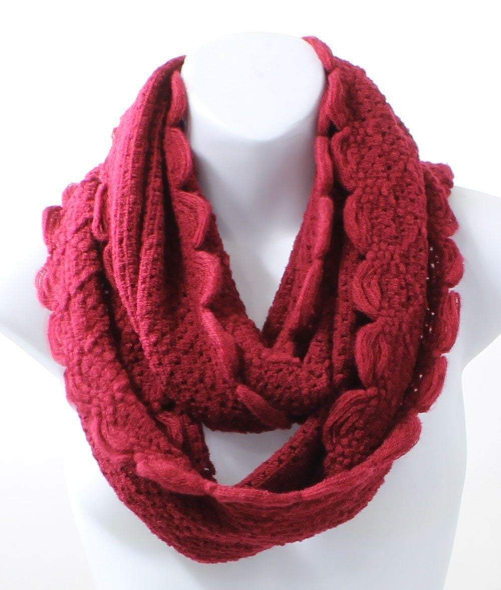 Scallop Edge Red Winter Infinity Scarf
