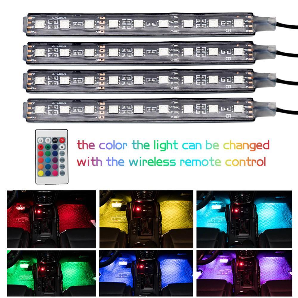 Car RGB LED Strip Light Wireless Remote and Voice Control