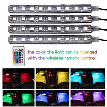 Car RGB LED Strip Light Wireless Remote and Voice Control