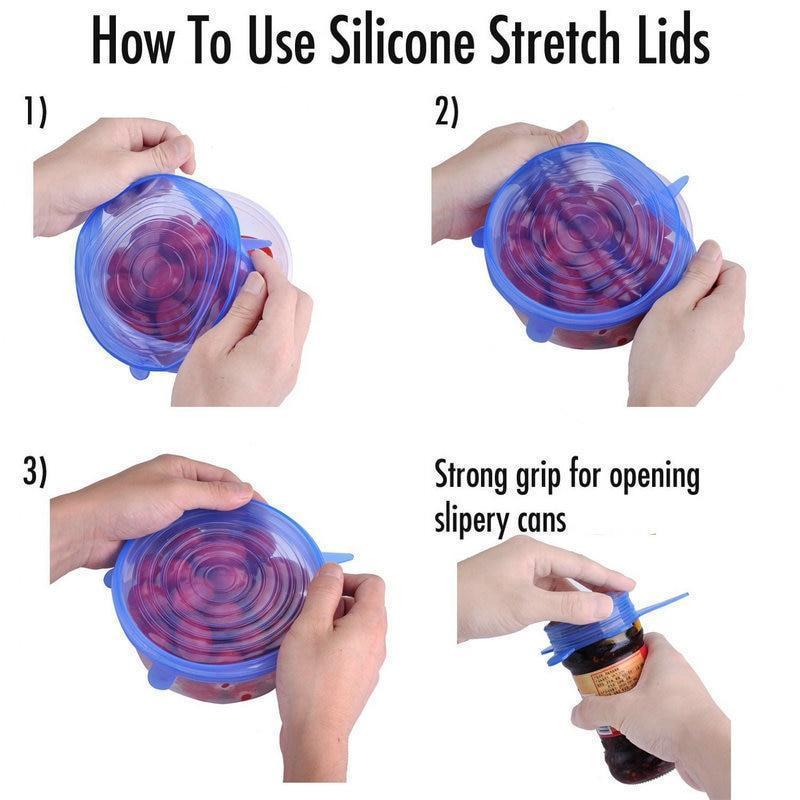 Reusable Silicone Stretch Lids  6pcs Universal Bowl Lid Cover
