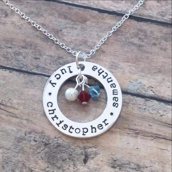 Personalized Necklace With Kids Names and Birthstones