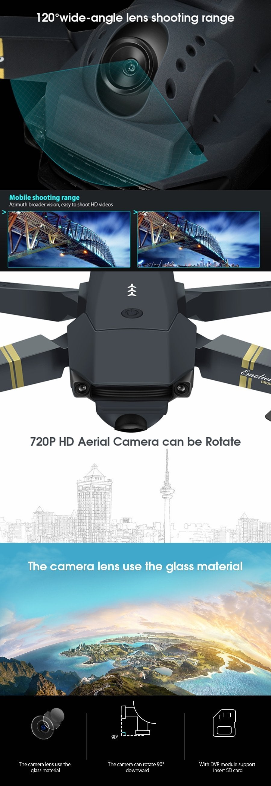 Skyhawk HD Foldable Air Selfie Drone With Camera 2MP