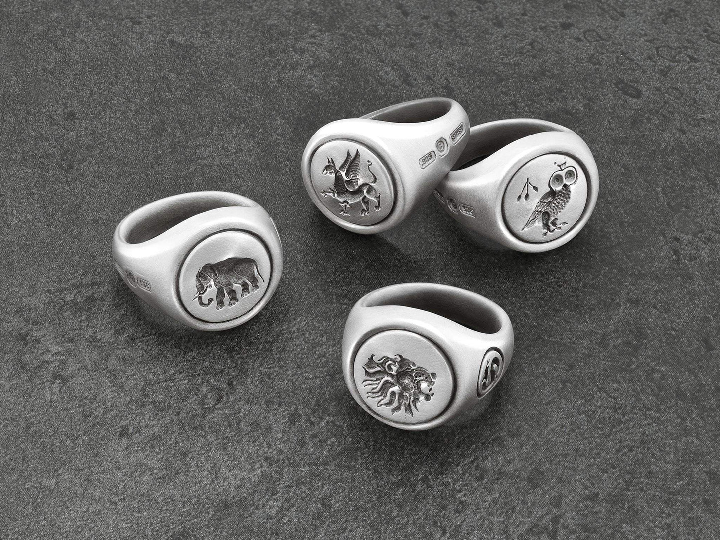 Elephant Signet Ring in Sterling Silver