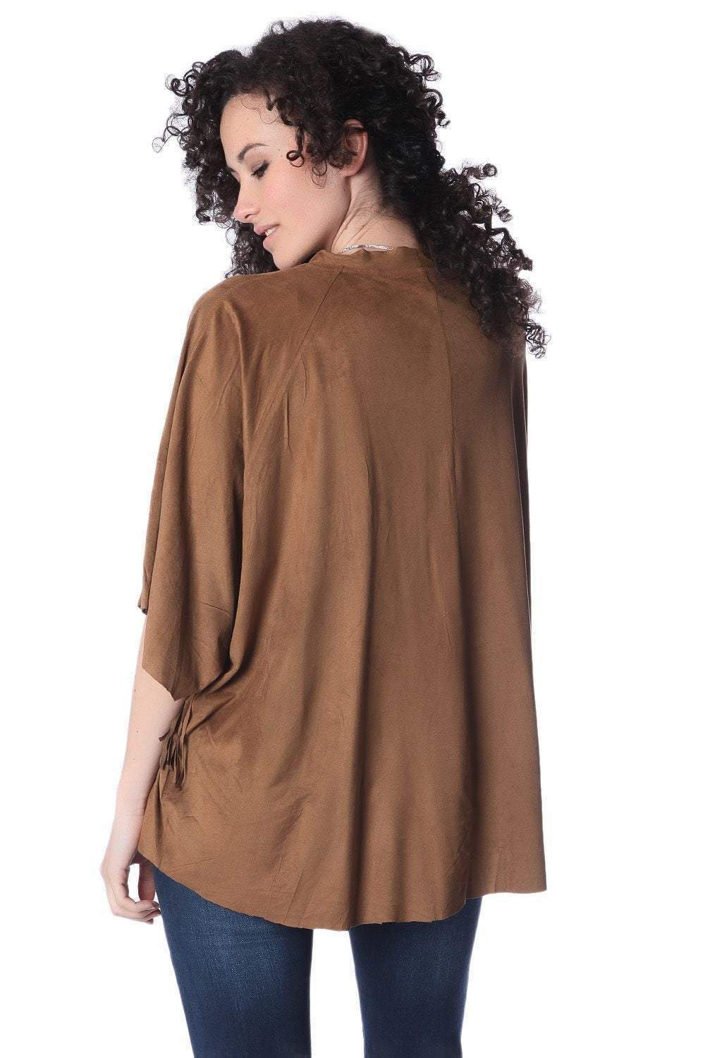 Camel suede jacket with fringing
