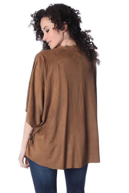 Camel suede jacket with fringing