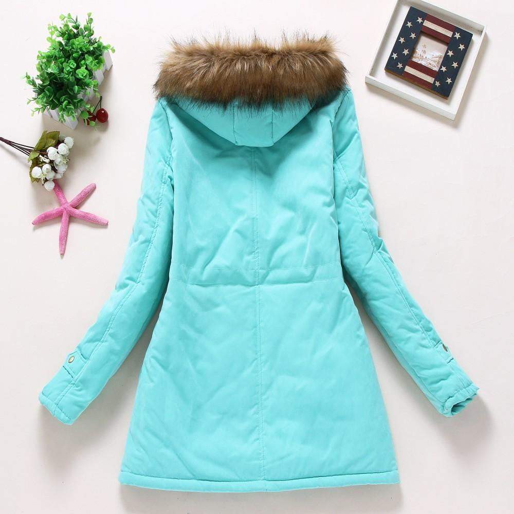 Hooded medium-long casual parka