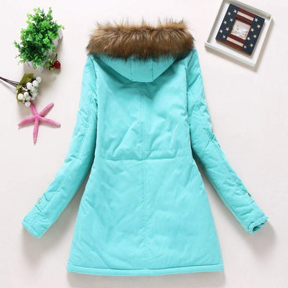Hooded medium-long casual parka