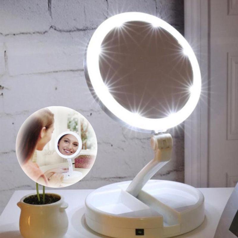 Fold Away LED Makeup Mirror