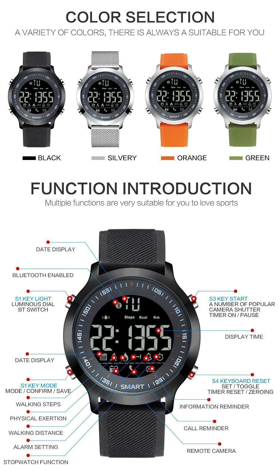 Hiking Sports Smart Watch -  The Professional-level Wrist  Waterproof Watch!