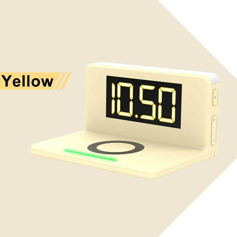 10W Fast Wireless Charging Digital Alarm Clock with Temperature light