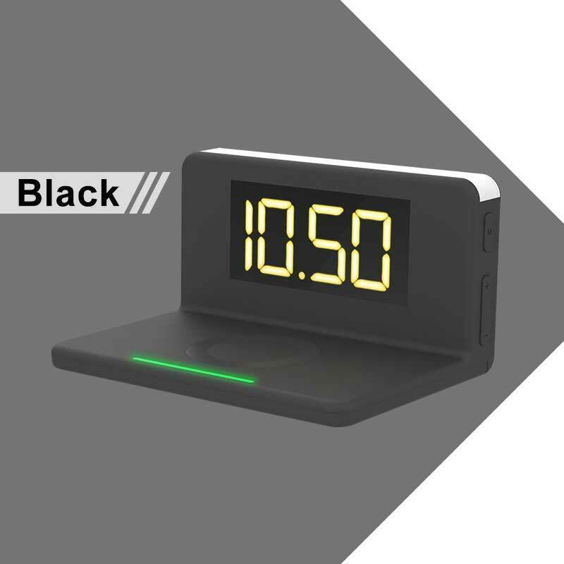 10W Fast Wireless Charging Digital Alarm Clock with Temperature light