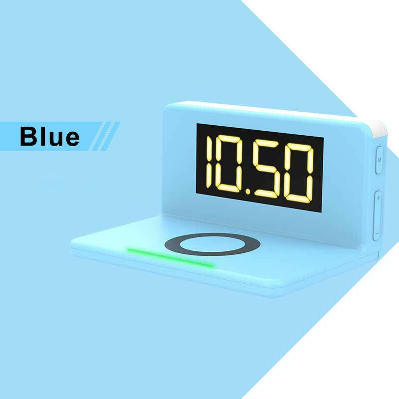 10W Fast Wireless Charging Digital Alarm Clock with Temperature light