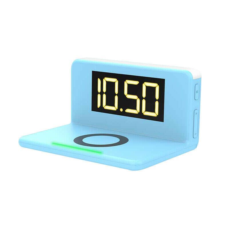 10W Fast Wireless Charging Digital Alarm Clock with Temperature light