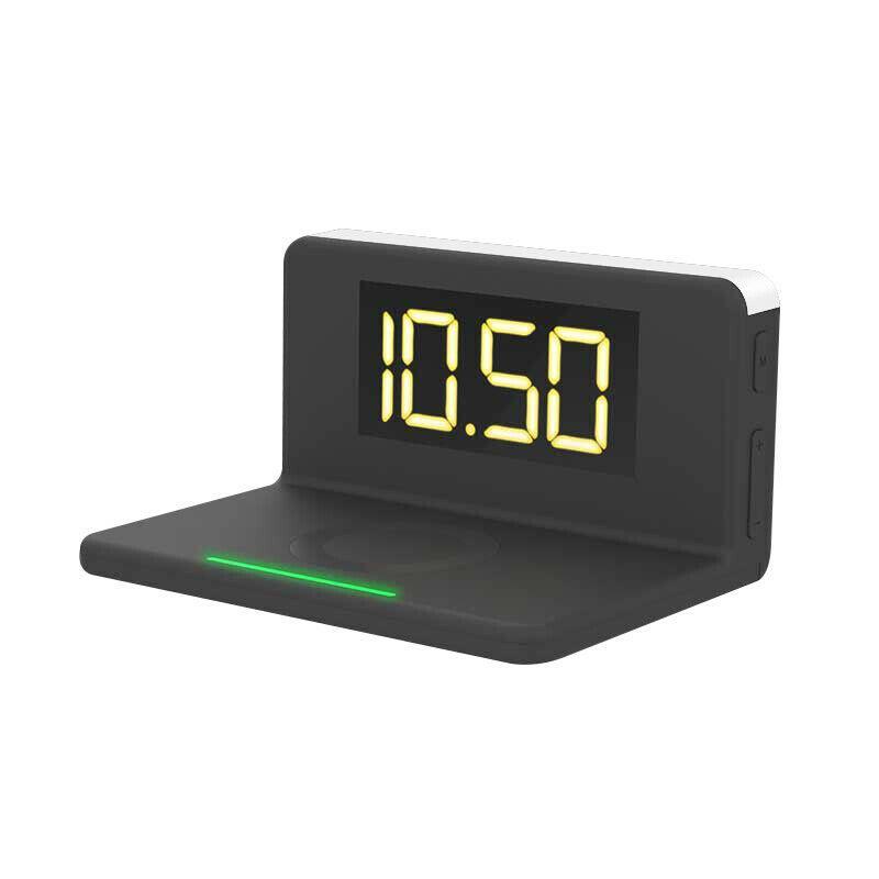 10W Fast Wireless Charging Digital Alarm Clock with Temperature light