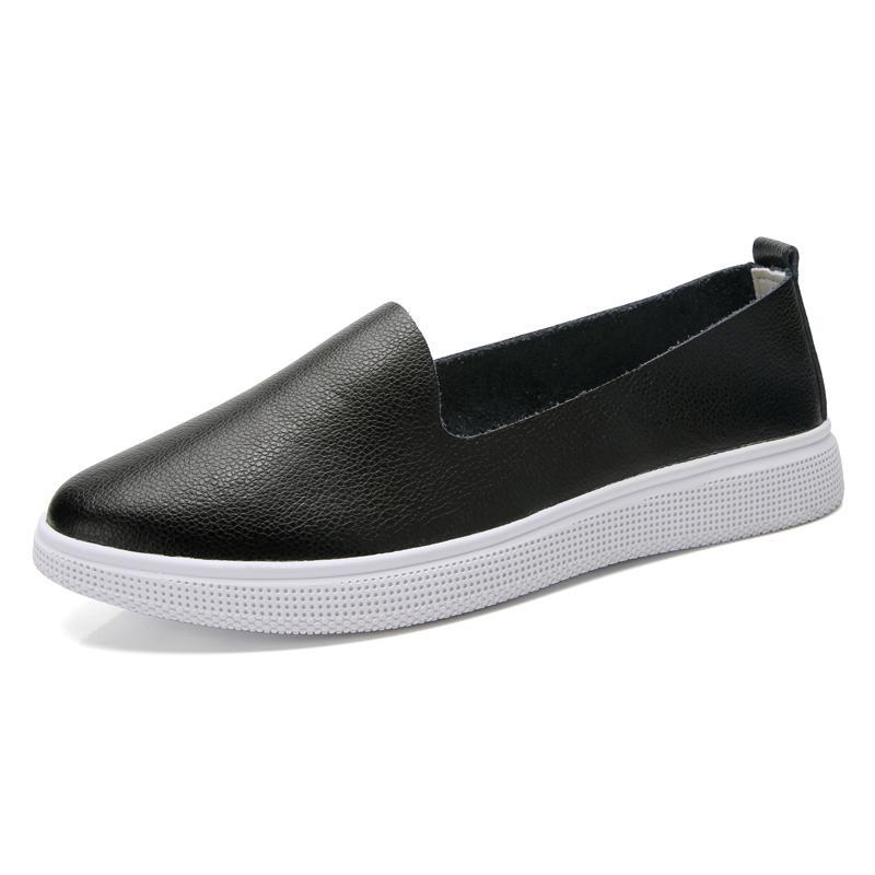 Women Flats Shoes Genuine Leather Solid Slip On Espadrilles  Mother Shoe