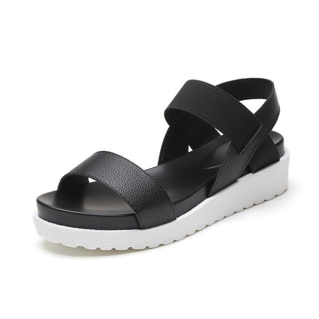 Women Sandals  Shoes Peep-toe Slip On Flat Sandals For Woman