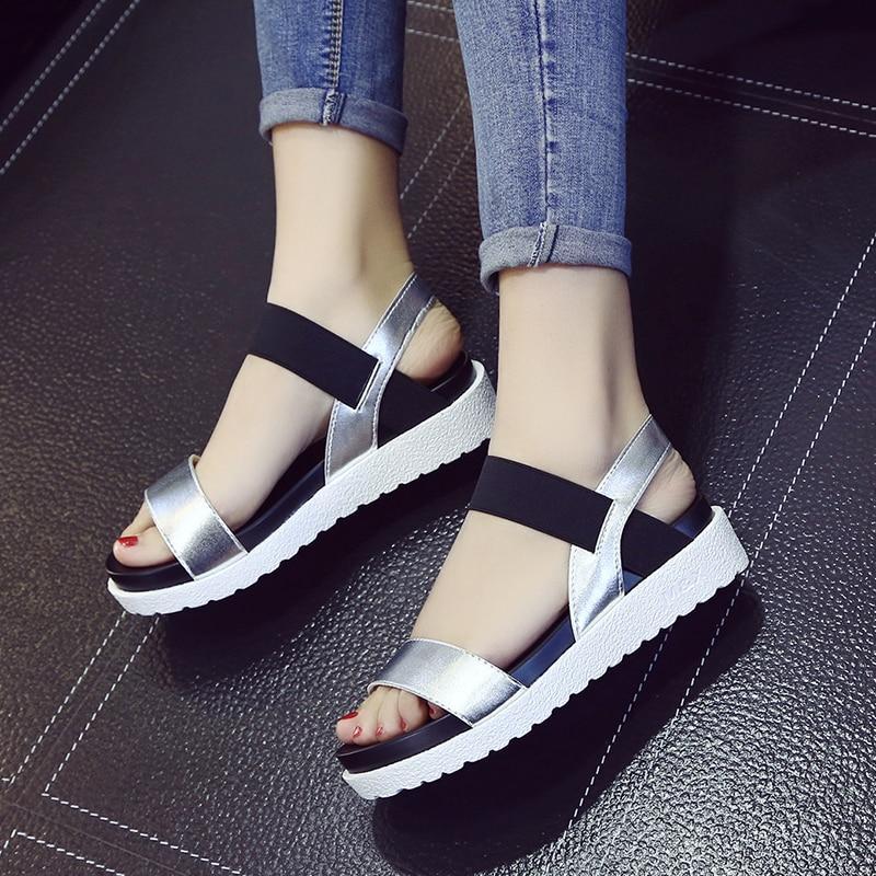 Women Sandals  Shoes Peep-toe Slip On Flat Sandals For Woman