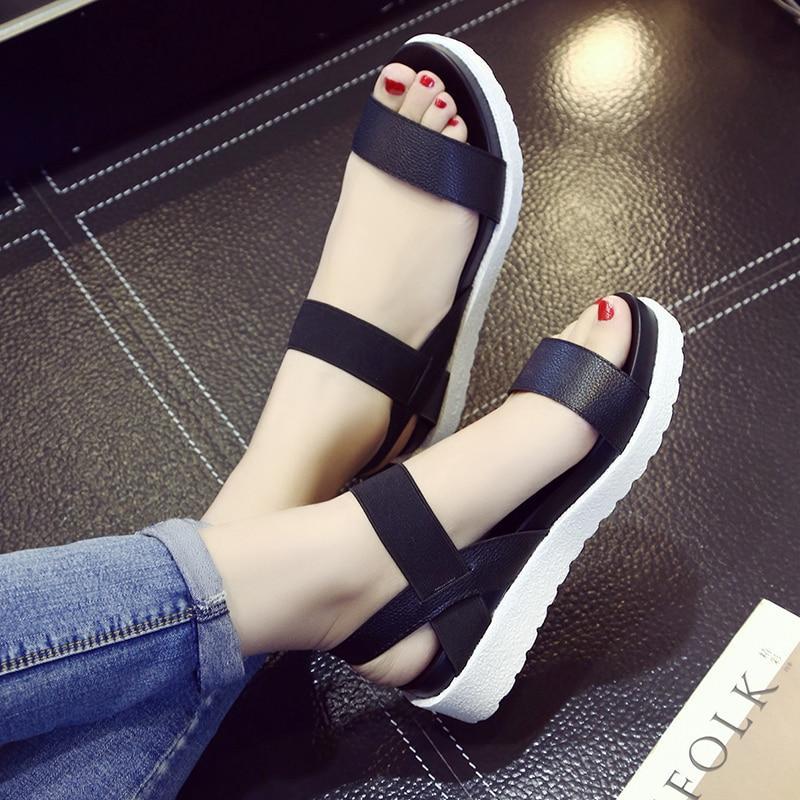 Women Sandals  Shoes Peep-toe Slip On Flat Sandals For Woman