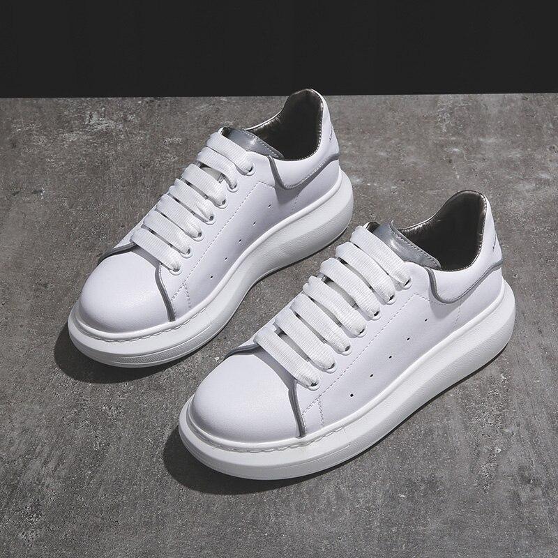 new  women sneakers genuine leather platform luminous shoes