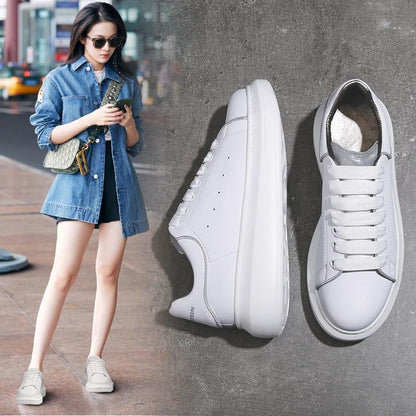 new  women sneakers genuine leather platform luminous shoes