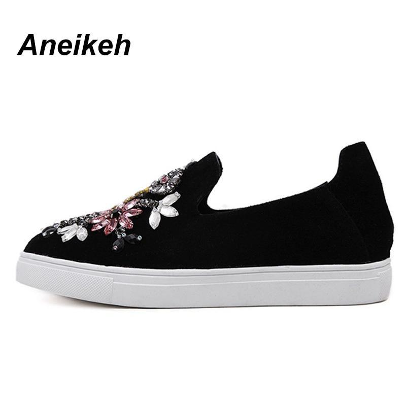 Women Shoes Flat  Round Toe Crystal Comfortable Women Slip On Women's Shoes Loafers
