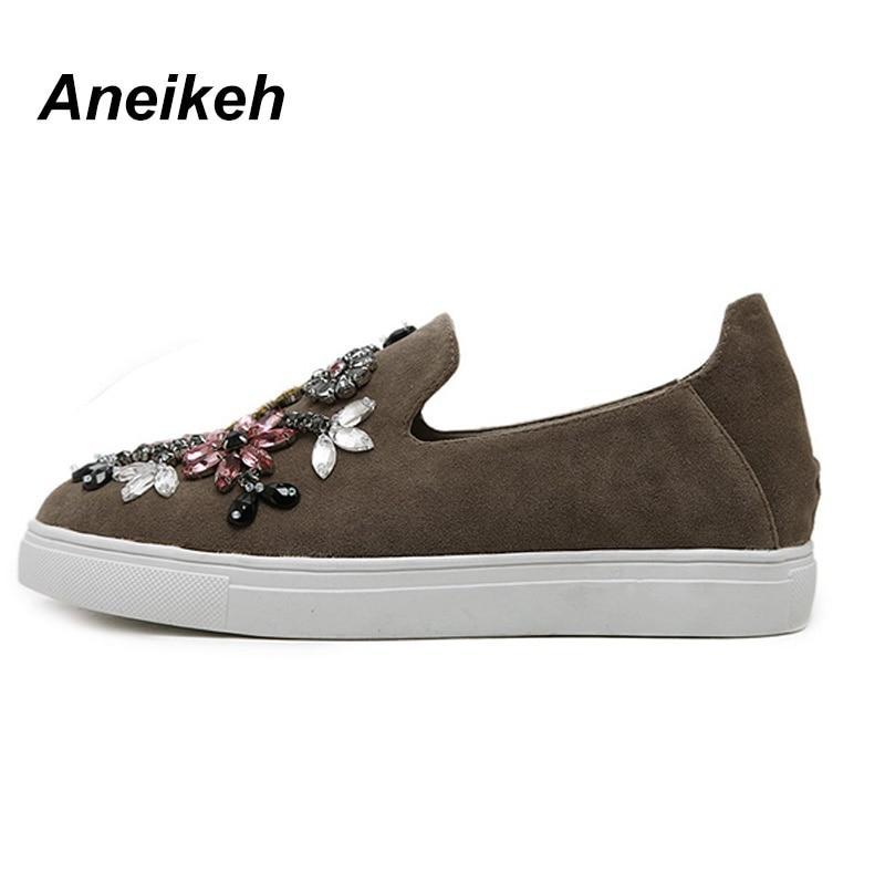 Women Shoes Flat  Round Toe Crystal Comfortable Women Slip On Women's Shoes Loafers