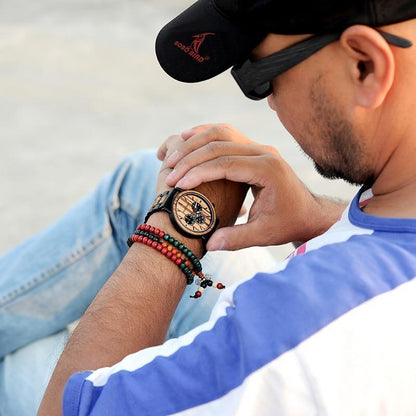 Wooden Watch Men - Luxury Stylish Wood Timepieces Chronograph Military Quartz Watches in Wood Gift Box