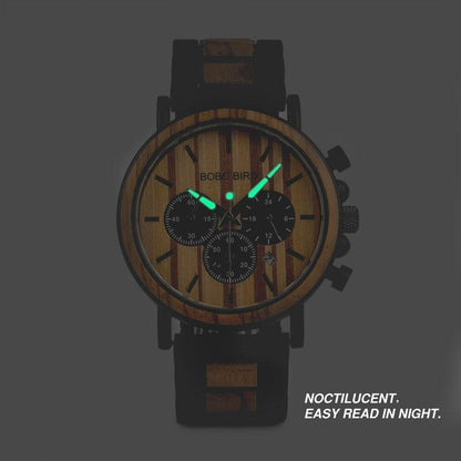 Wooden Watch Men - Luxury Stylish Wood Timepieces Chronograph Military Quartz Watches in Wood Gift Box