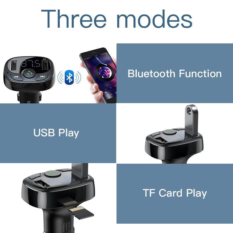 Car Charger for iPhone Mobile Phone Handsfree FM Transmitter Bluetooth Car Kit LCD MP3 Player Dual USB Car Phone Charger