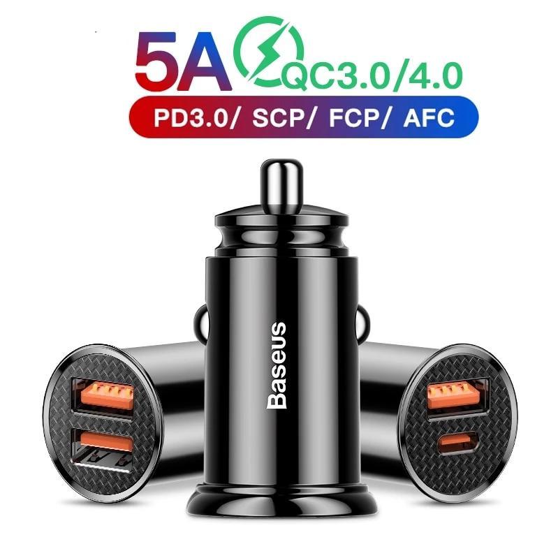 s Quick Charge 4.0 3.0 USB Car Charger For Xiaomi mi 9 Huawei P30 Pro QC4.0 QC3.0 QC 5A Fast PD Car Charging Phone Charger