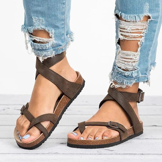 Basic Women Sandals  Plus Leather Flat Sandals