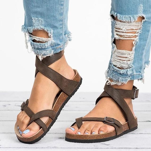 Basic Women Sandals  Plus Leather Flat Sandals