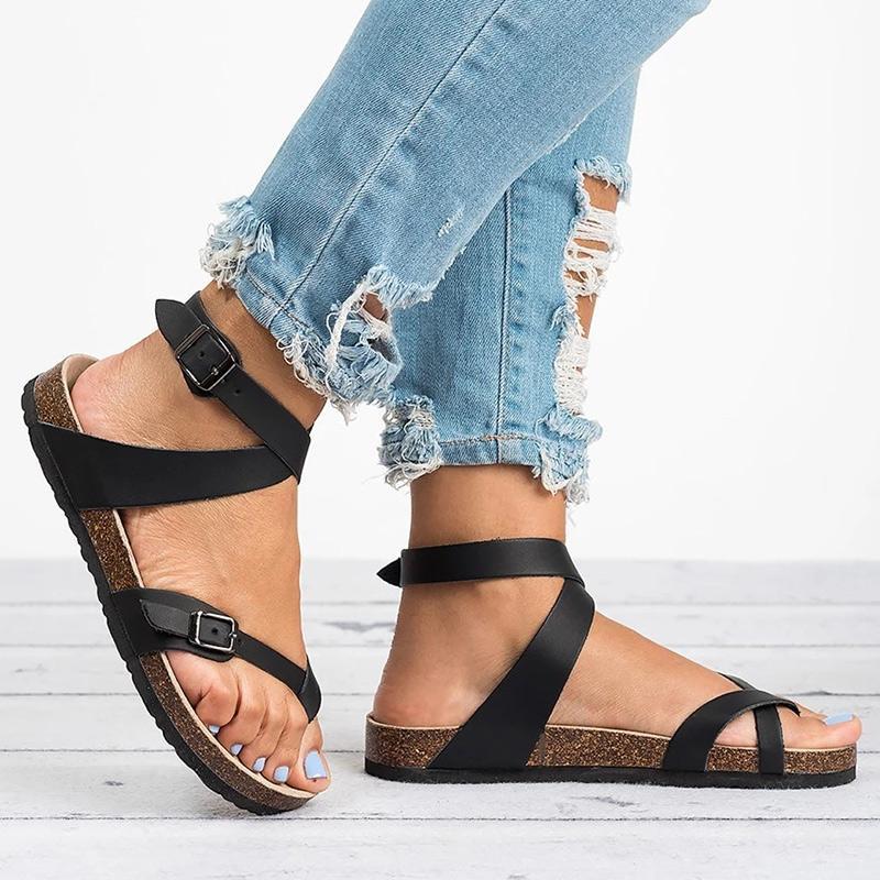 Basic Women Sandals  Plus Leather Flat Sandals
