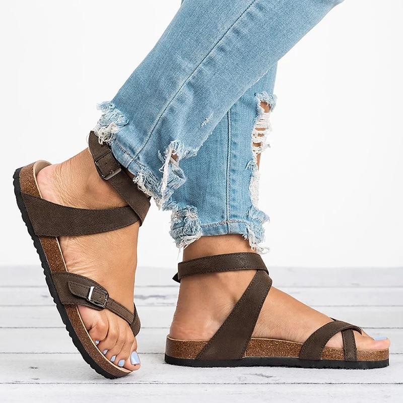Basic Women Sandals  Plus Leather Flat Sandals