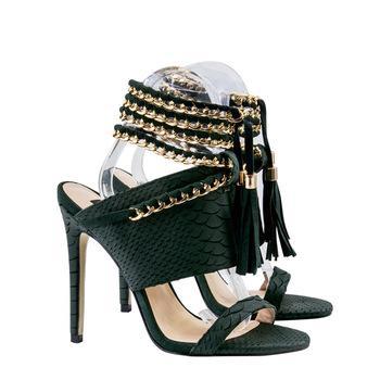 python leather ladies high heel fashion sexy luxury women sandal