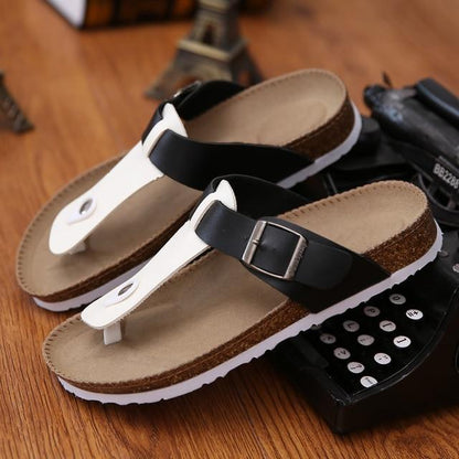 Unisex Brand Couples Cork Flipflops  Clip Toe Platform Beach Slippers