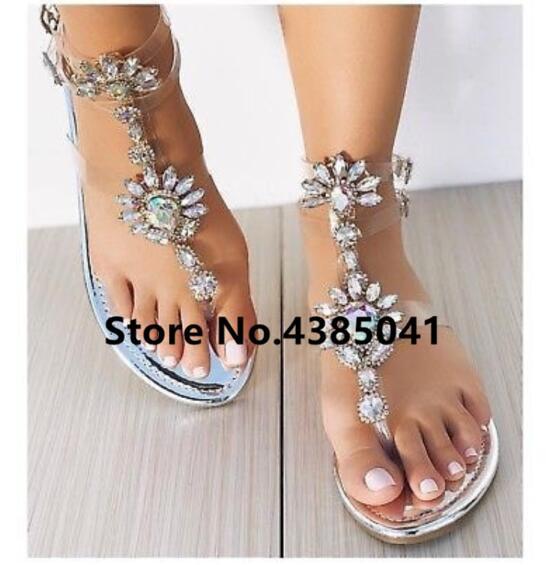 Bohemia Style  Flats Sandal Gladiator Gold Rhinestone Knee High Buckle Strap Woman Boots