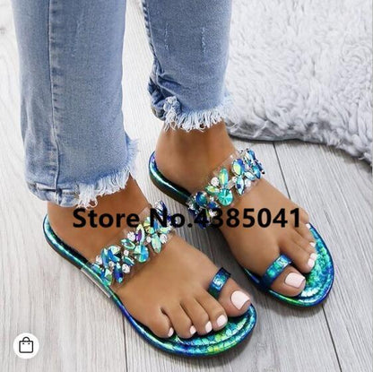 Bohemia Style  Flats Sandal Gladiator Gold Rhinestone Knee High Buckle Strap Woman Boots