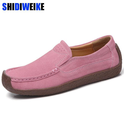 Women Suede Leather Flat Platform Ladies Elegant Shoes