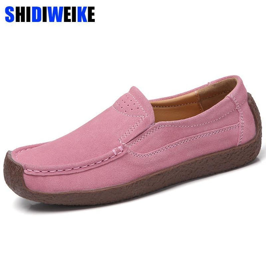 Women Suede Leather Flat Platform Ladies Elegant Shoes