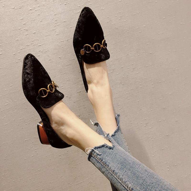 Women Casual Pointed Toe Black Plaid Oxford Shoes for Women