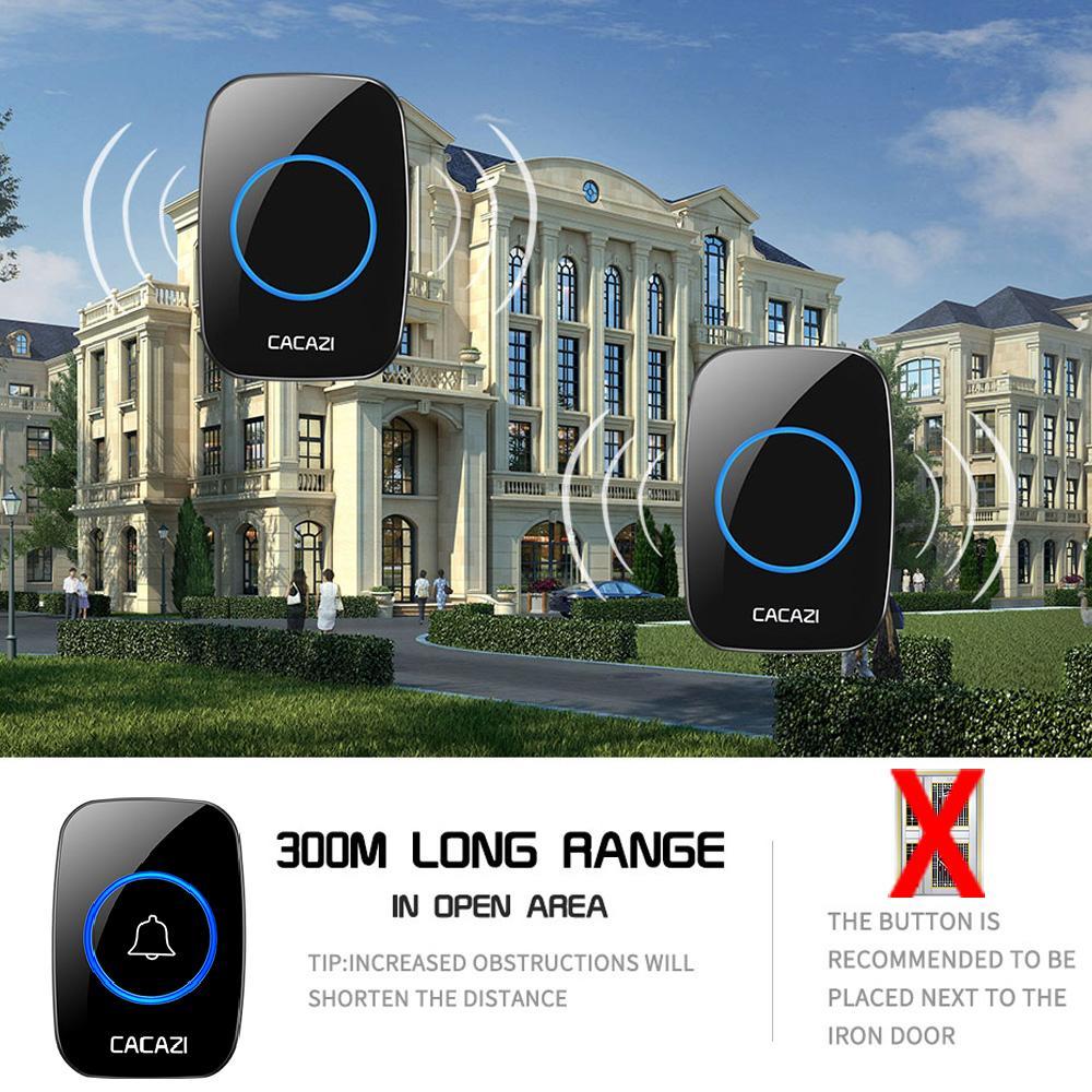 Waterproof Home Wireless Doorbell Smart LED Light Calling Bell 300M Remote Battery Button 60 Chimes 5 Volume US EU Plug