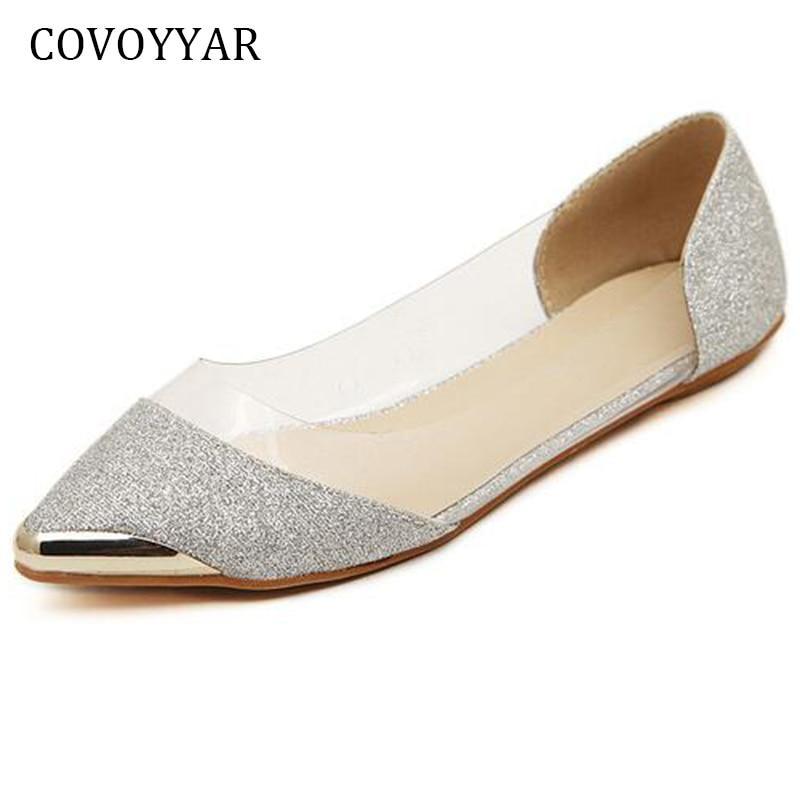 Metal Pointed Toe Women Flats  Transparent Women Shoes Loafers